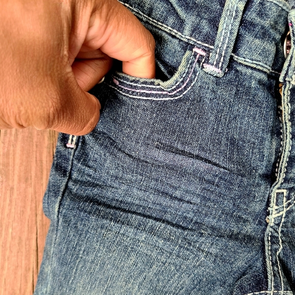 Levi's Baby Girls Flare Jeans Bottoms Blue W/Pink Buttons Sz 12 Months NWT - Picture 8 of 12